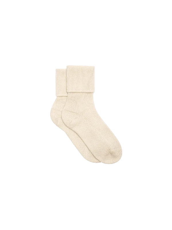 Women's Blouse with U-Shaped CollarCashmere Bed Socks—ecru ivory