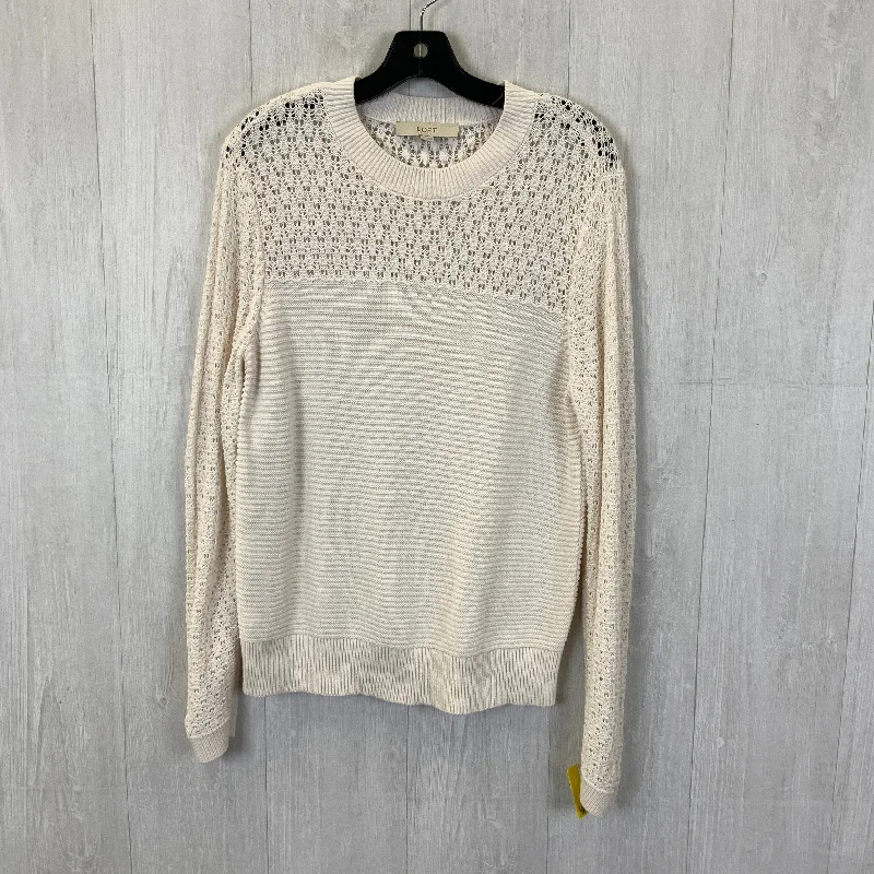 Women's V-Neck Woolen SweatersSweater By Loft In Cream, Size: L