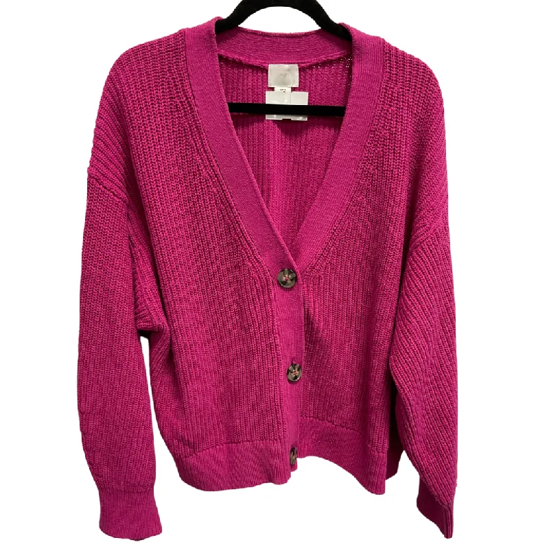 Women's Solid Color SweatersCardigan By H&m In Pink, Size: Xl