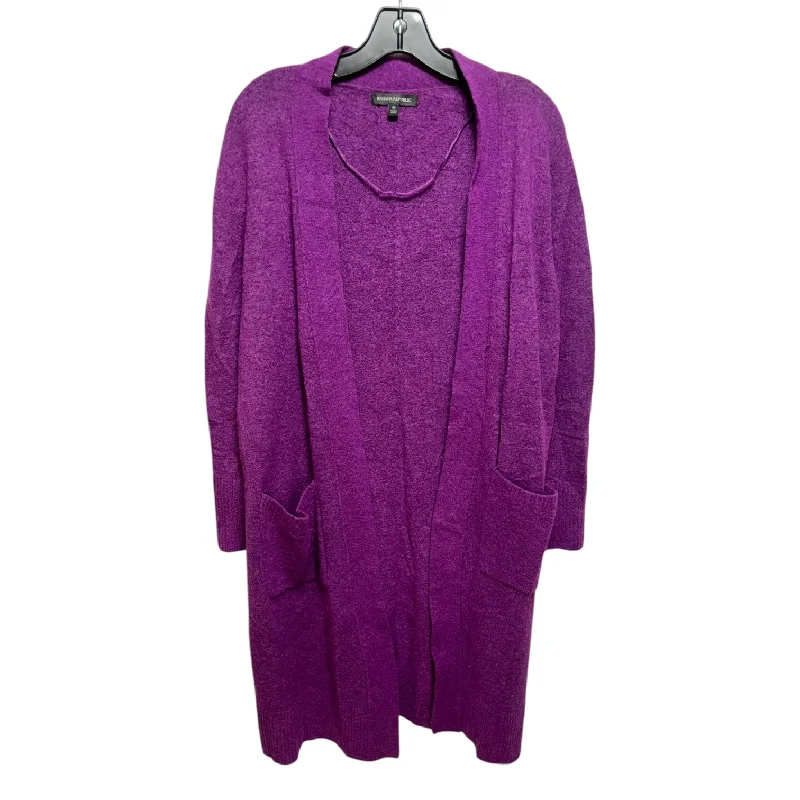 Women's Polyester SweatersWool Blend Sweater Cardigan By Banana Republic In Purple, Size: M