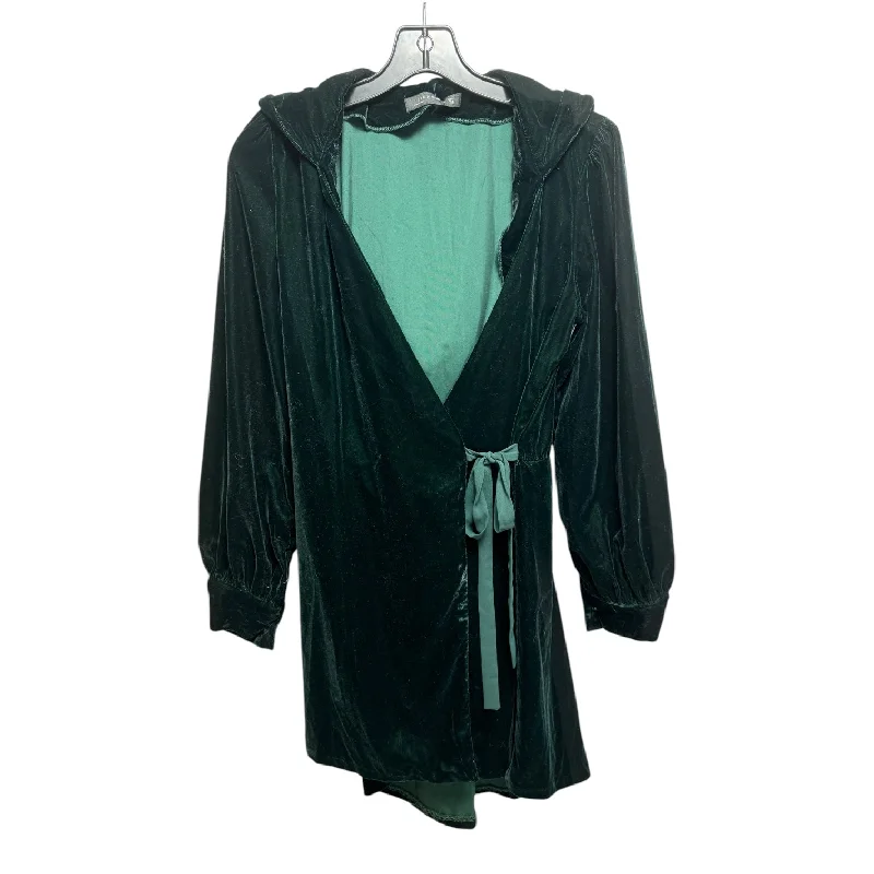 Women's Long Sleeve SweatersHooded Velvet Wrap Dress/Cardigan By Zara In Green, Size: M