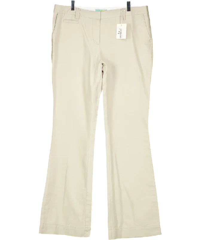 Women's Fitted SweatersBoden Beige Linen Blend Wide Leg Trouser Long UK 16