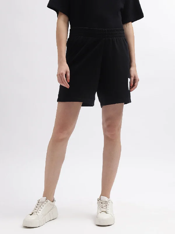 women's pajamas with a comfortable fitDkny Women Black Printed Regular Fit Mid-Rise Shorts