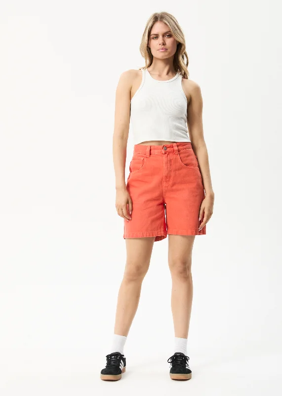 women's pajamas with an adjustable necklineAFENDS Womens Emilie - Denim Carpenter Shorts - Faded Orange