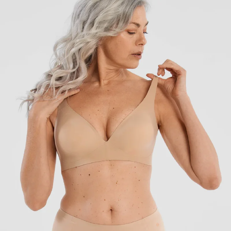 seamless bra for sensitive skinScarlet Plunge in Sand