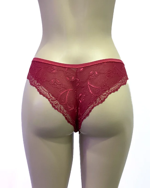 lightweight mesh panties with a floral lace overlay for a feminine lookRed Carpet Ready Tangas