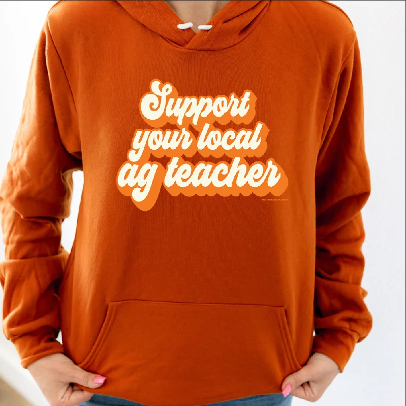 Women's Hooded Sweatshirts with Terry Cloth LiningRetro Support Your Local Ag Teacher Orange Hoodie (S-3XL) Unisex - Multiple Colors!