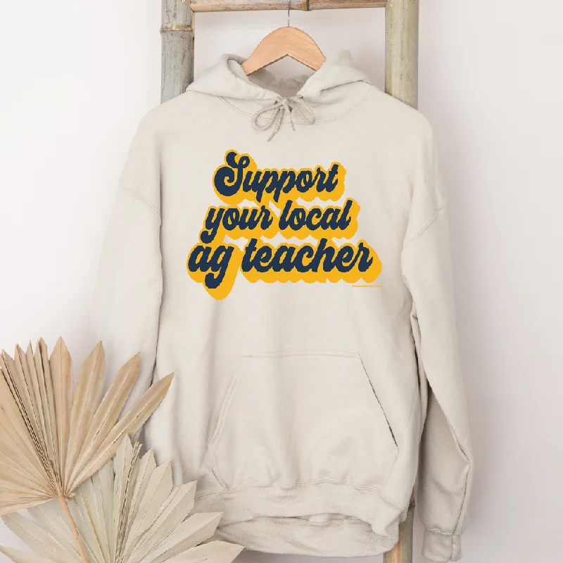 Women's Hooded Sweatshirts with Satin LiningRetro Support Your Local Ag Teacher Navy & Gold Hoodie (S-3XL) Unisex - Multiple Colors!