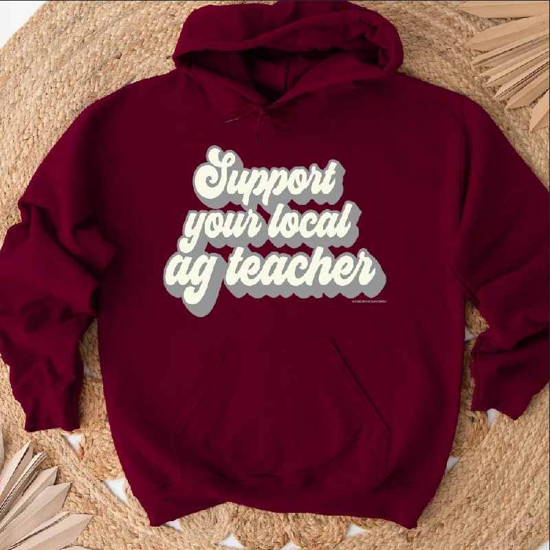 Women's Hooded Sweatshirts with Jacquard LiningRetro Support Your Local Ag Teacher Grey Hoodie (S-3XL) Unisex - Multiple Colors!