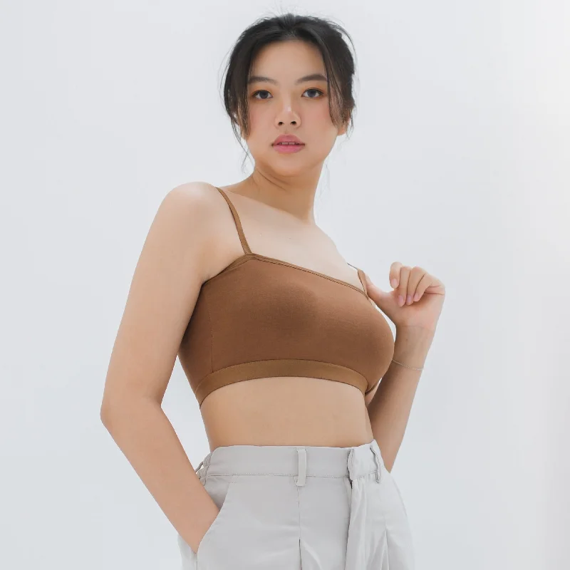 wireless maternity braUrban Edge! Mini-Crop Cami Bra Top (Solid Cotton) in Creme Espresso