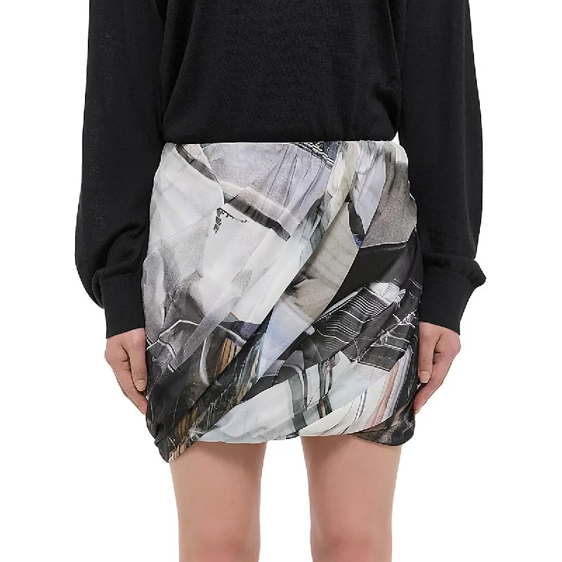 Women's Notched Collar SkirtsWomens Silk Bubble Mini Skirt