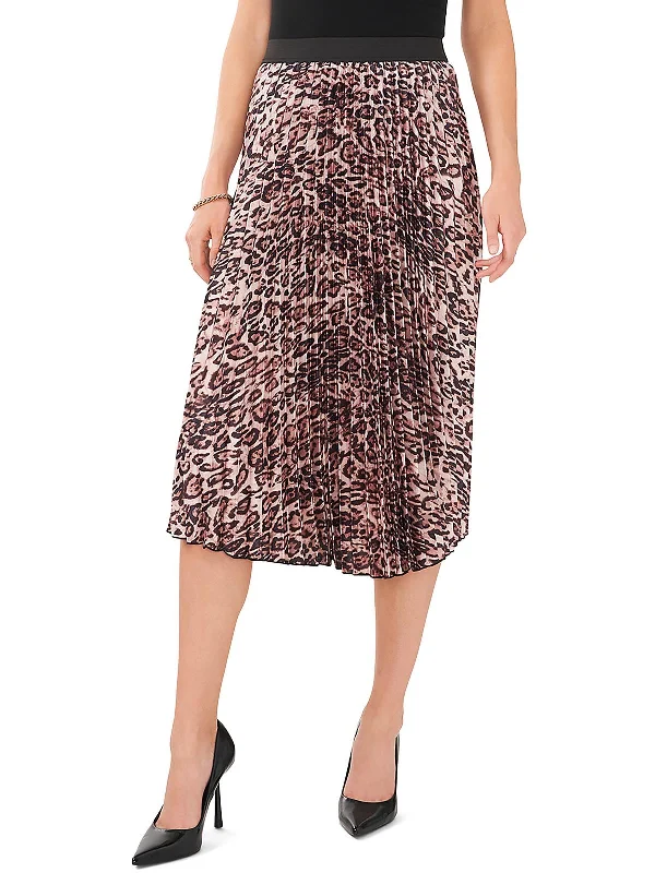 Women's Distressed SkirtsWomens Midi Animal Print Pleated Skirt