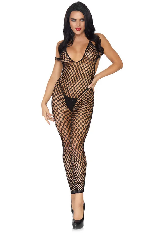 open-bust shapewear with underwire supportLow Back Footless Halter Bodystocking