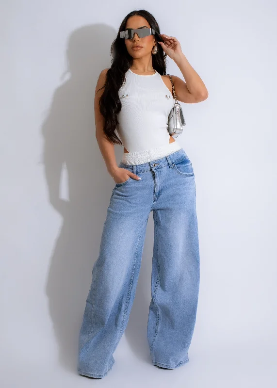 Women's Jumpsuits with Peter Pan CollarAlternative Jeans Light Denim