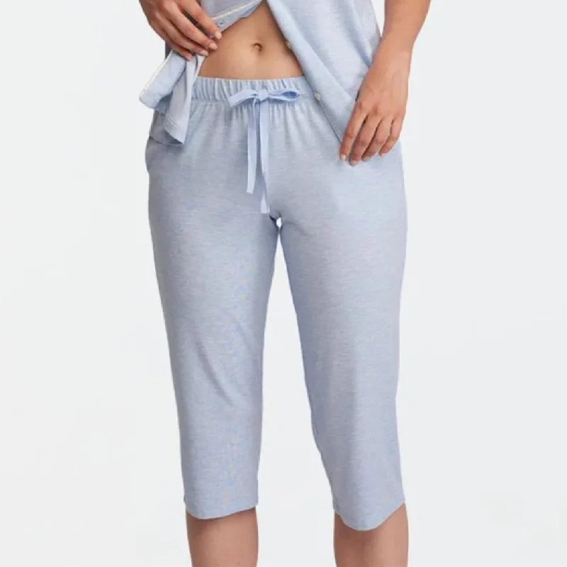 women's pajamas featuring floral embroideryLusomé Serena Crop Pant