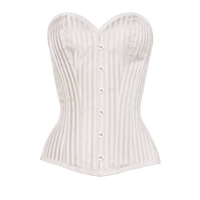 high-waisted shapewear with lace trim for eleganceMalaki Instant Shape White Striped Corset