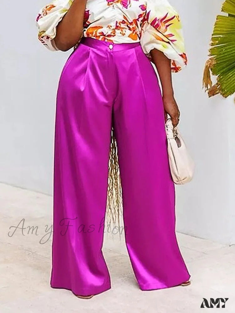 Women's Jodhpurs with Boat NeckAmy Fashion - High Waist Wide Leg Pants