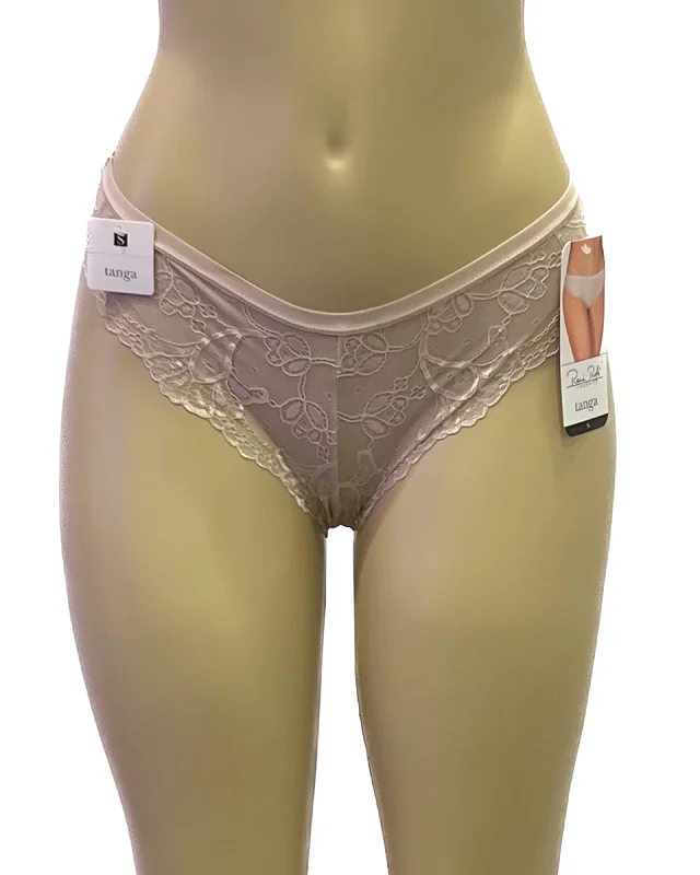 lightweight mesh panties with a floral lace overlay for a feminine lookRed Carpet Ready Tanga-