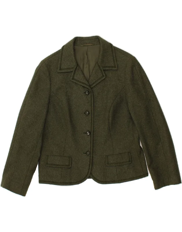 Women's Coats with BeltRALPH Womens 4 Button Blazer Jacket UK 16 Large Green Virgin Wool