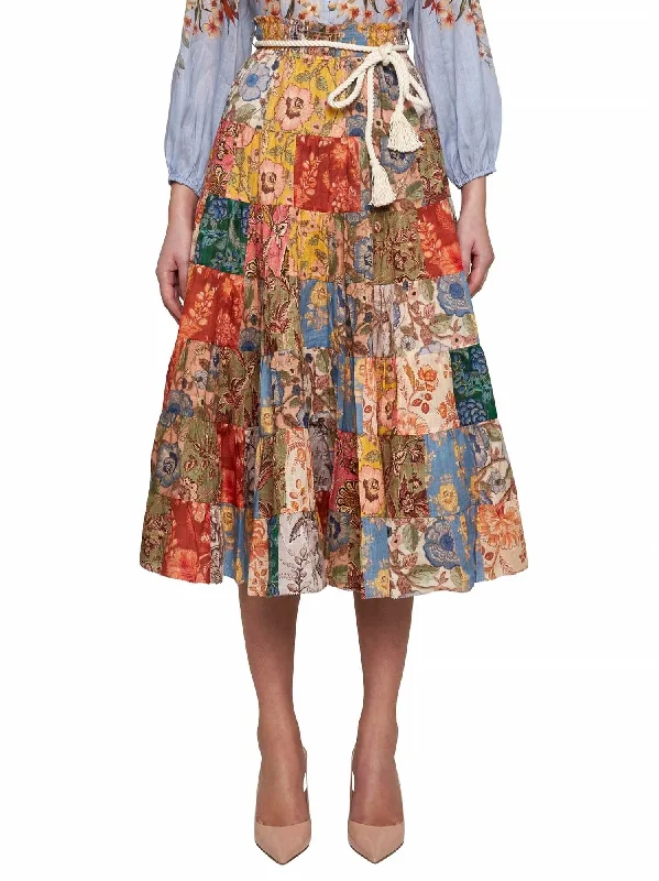 Women's Mesh SkirtsGonna Junie Tiered Midi Skirt In Patch Floral