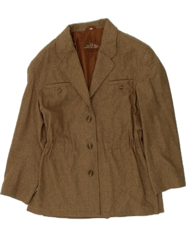 Women's Trench CoatsVINTAGE Womens 3 Button Blazer Jacket IT 46 Large Brown