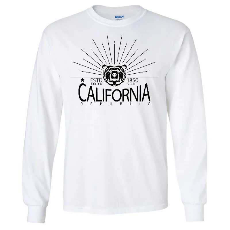 Women's Hooded Sweatshirts with Denim LiningCalifornia Golden State Black Print Long Sleeve Shirt