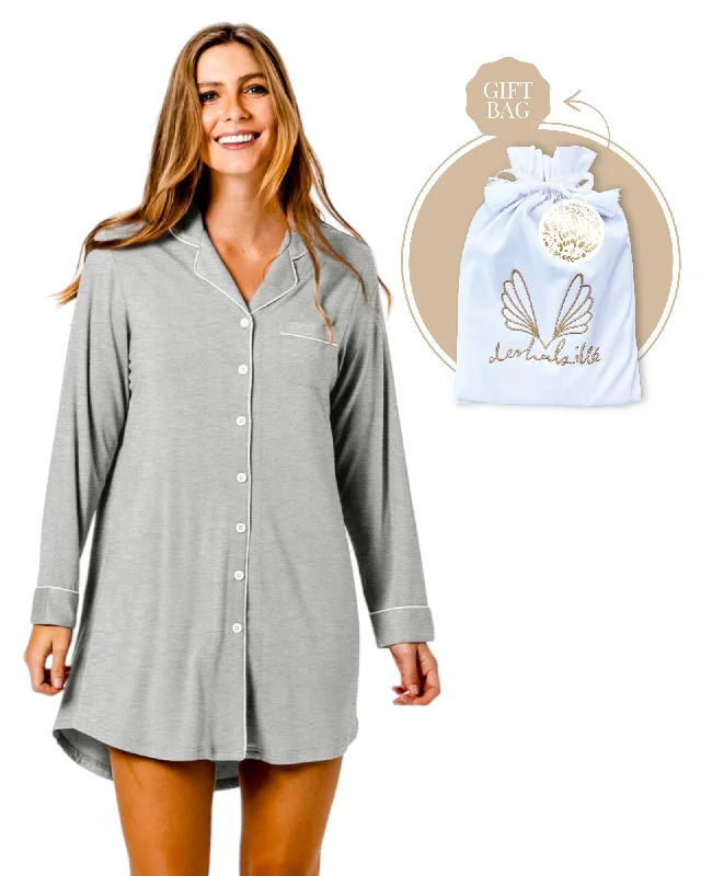 women's pajamas for a good night's sleepBamboo Night Shirt Gift Bag Grey Marle