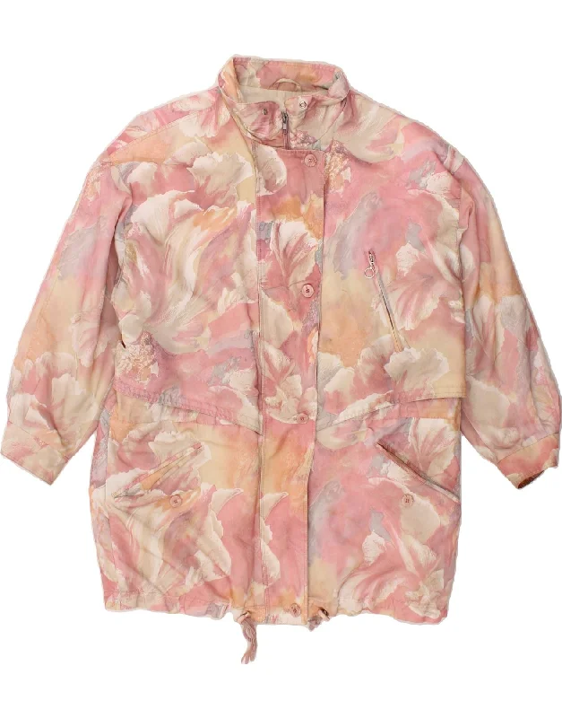 Women's Bomber CoatsVINTAGE Womens Windbreaker Jacket UK 20 2XL Pink Floral