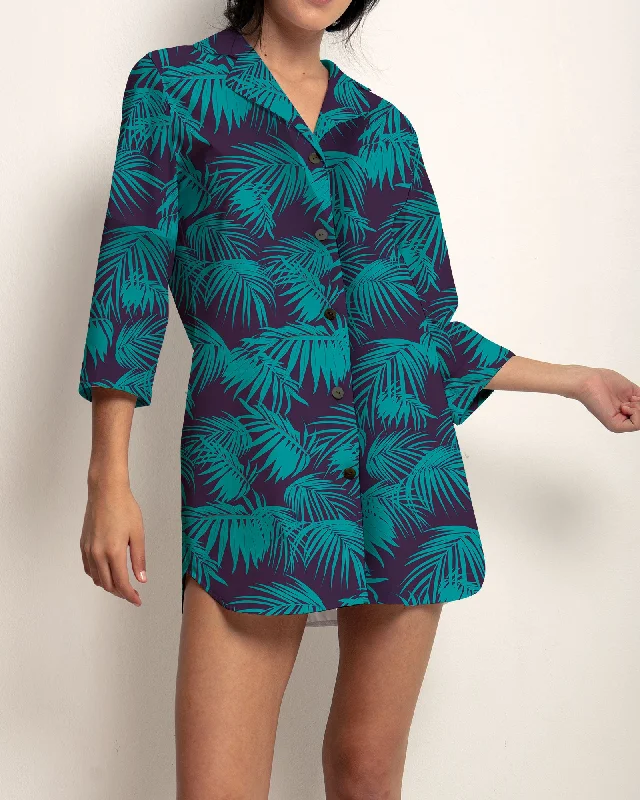 women's pajamas with a subtle shimmerWomen's Sleep Shirt - Tropical Green