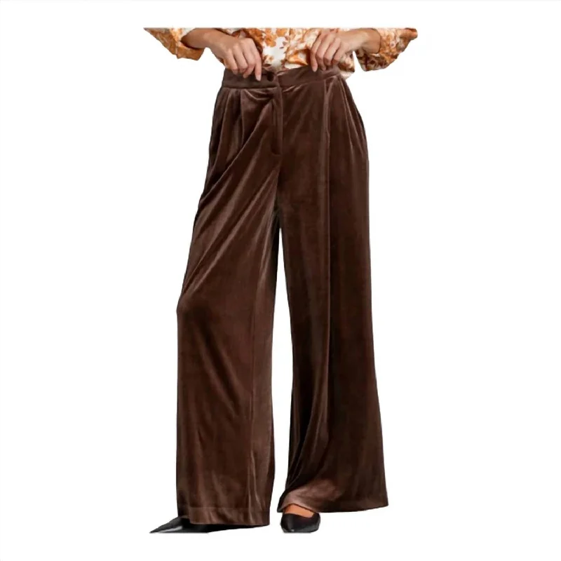 Women's Jodhpurs with Full LengthVelvet Wide Leg Pants In Brown