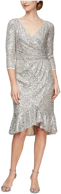 Women's V-Shaped Collar DressesAlex Evenings AE8196692 Sequin Party Dress