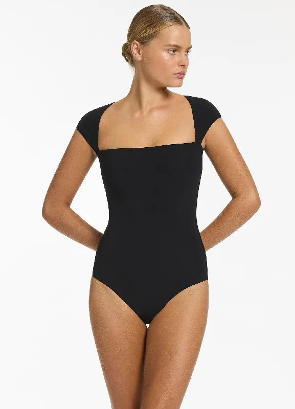 Jetset Cap Sleeve One Piece - Black