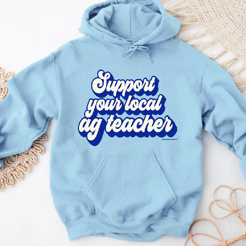 Women's Hooded Sweatshirts with Plaid LiningRetro Support Your Local Ag Teacher Blue & White Hoodie (S-3XL) Unisex - Multiple Colors!