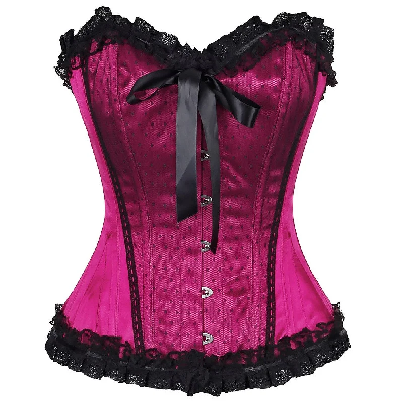 body shaper with hook-and-eye closureEmmaa Satin Lace Overlay Burlesque Corset