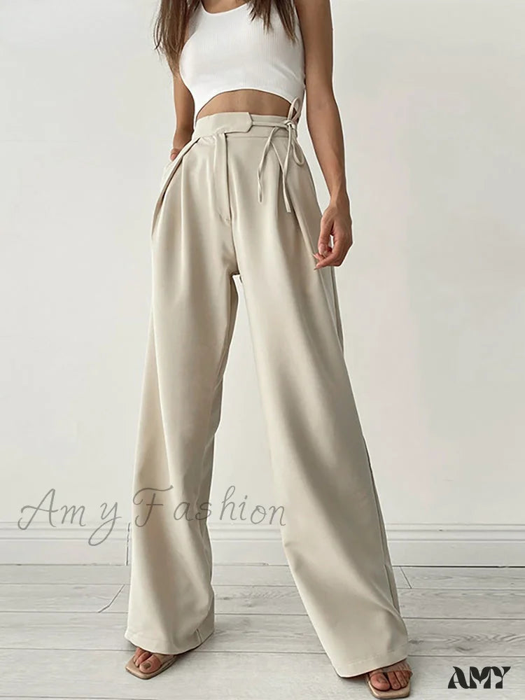 Women's Wide-Leg PantsAmy Fashion - Long Loose Straight Casual Drawstring Sport Trousers