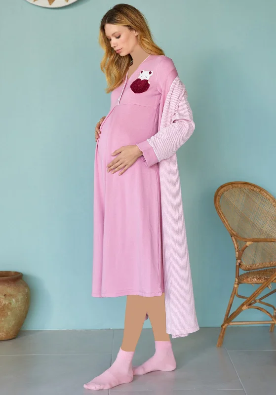 women's pajamas for those who cherish softnessMaternal Long Nighty And Robe Set