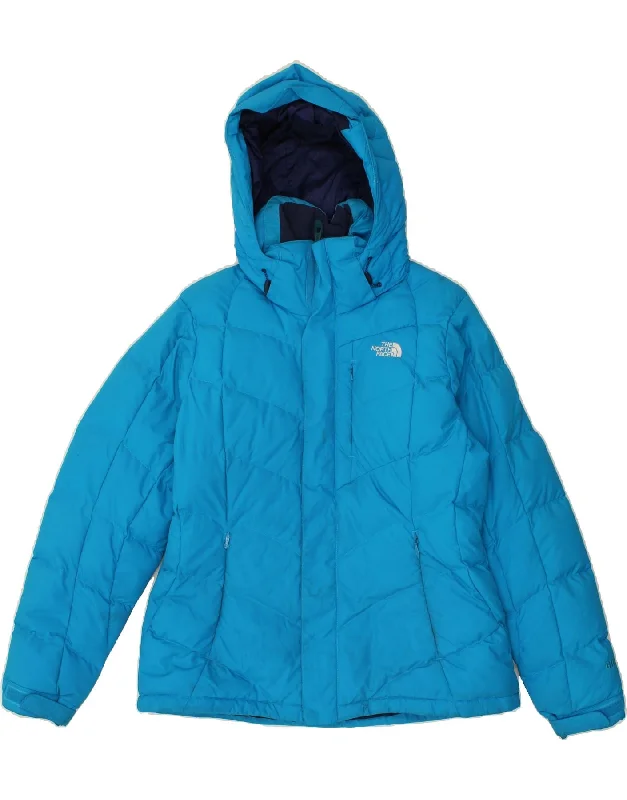 Women's Coats with Fur Trimmed ZipperTHE NORTH FACE Womens Hooded Padded Jacket UK 16 Large Blue Nylon