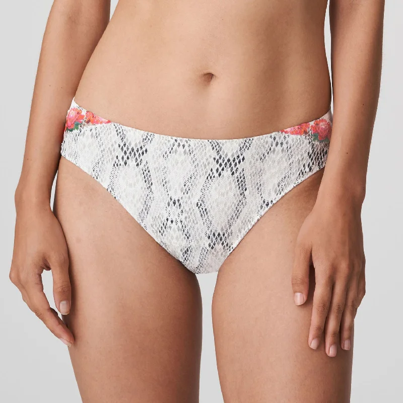 floral lace thong panties with a high-cut leg designEFFORIA Slip