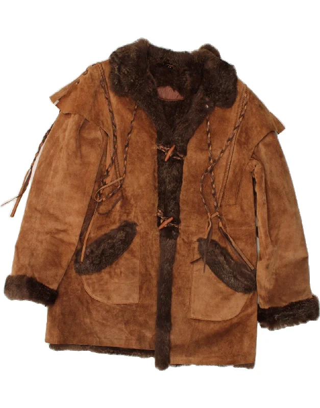 Women's Button-Up CoatsGIORGIO MOBIANI Womens Shearling Coat IT 44 Medium Brown