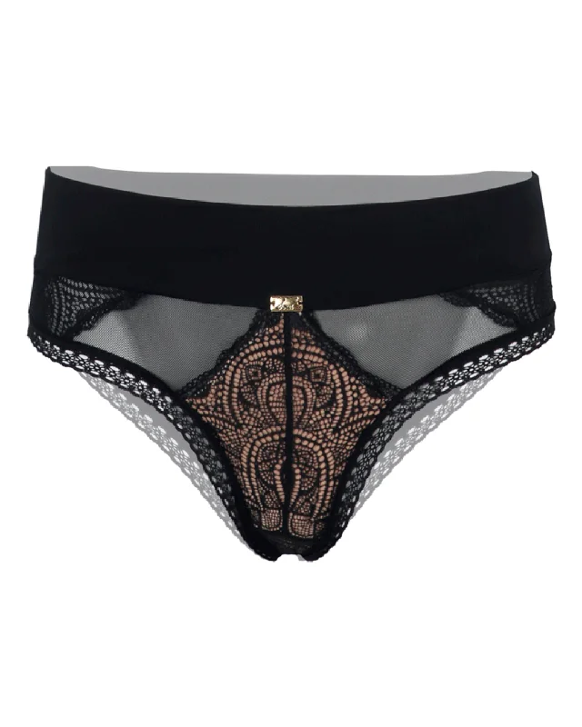 plus-size lace panties with tummy controlPanty cachetero tiro alto - FEELINGS NEGRO