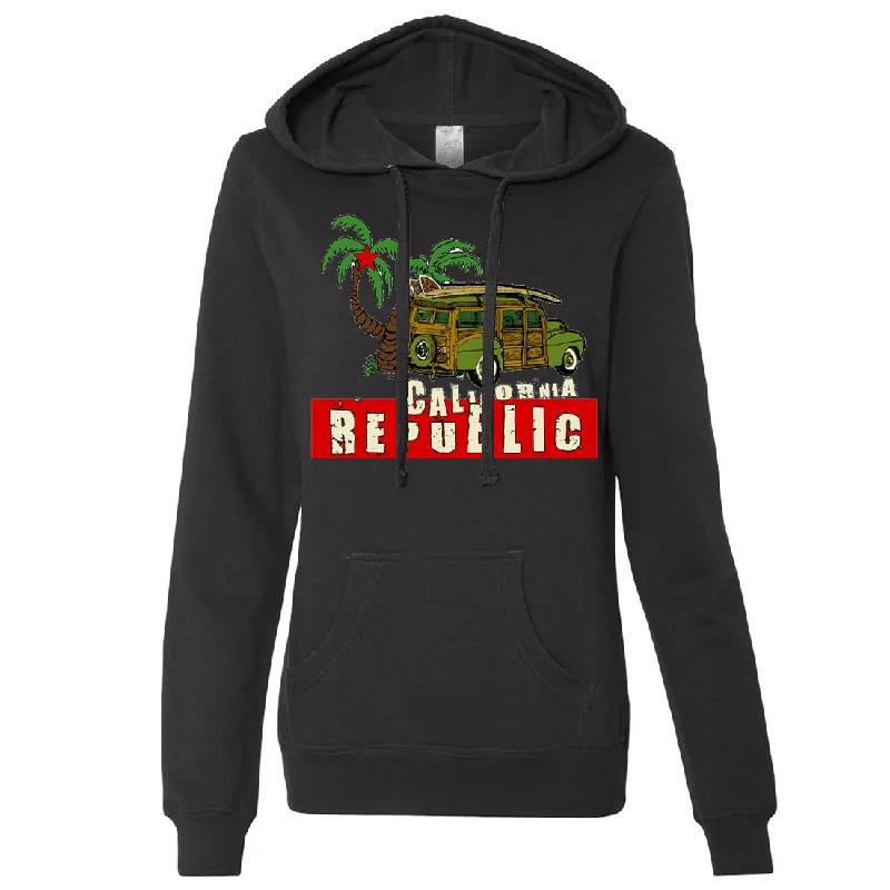 Women's Hooded Sweatshirts with Mid WaistCalifornia Republic Woody Ladies Lightweight Fitted Hoodie