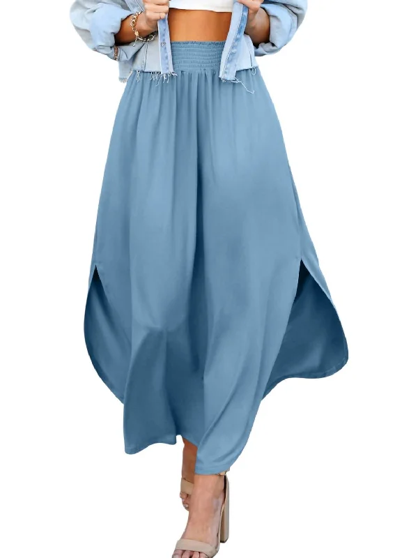 Women's Casual Chic SkirtsSmocked Waistband Maxi Skirt In Dusty Blue