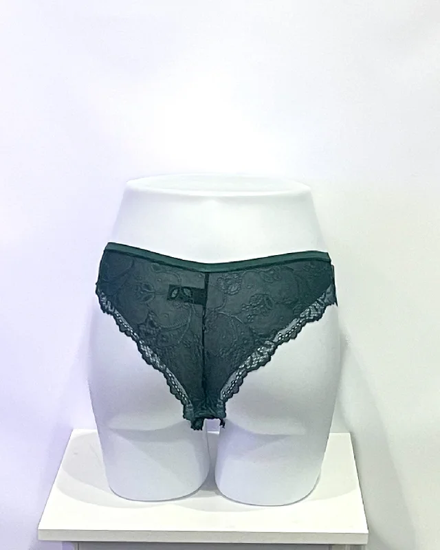 lace-up high-cut panties for womenRed Carpet Ready Tanga- Deep Green