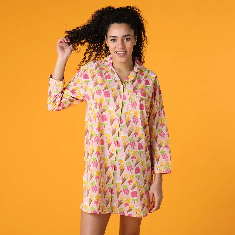 women's pajamas with cozy footiesIce Cream Nightshirt