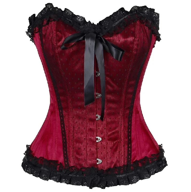 high-waisted tummy control shapewearRyan Satin Lace Overlay Burlesque Corset