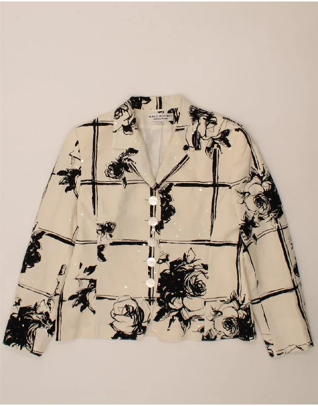 Women's Coats with CollarBARBARA KESSELS Womens 5 Button Blazer Jacket EU 40 Medium Beige Floral