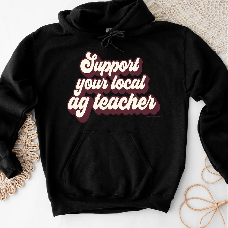 Women's Hooded Sweatshirts with Knit LiningRetro Support Your Local Ag Teacher Maroon Hoodie (S-3XL) Unisex - Multiple Colors!