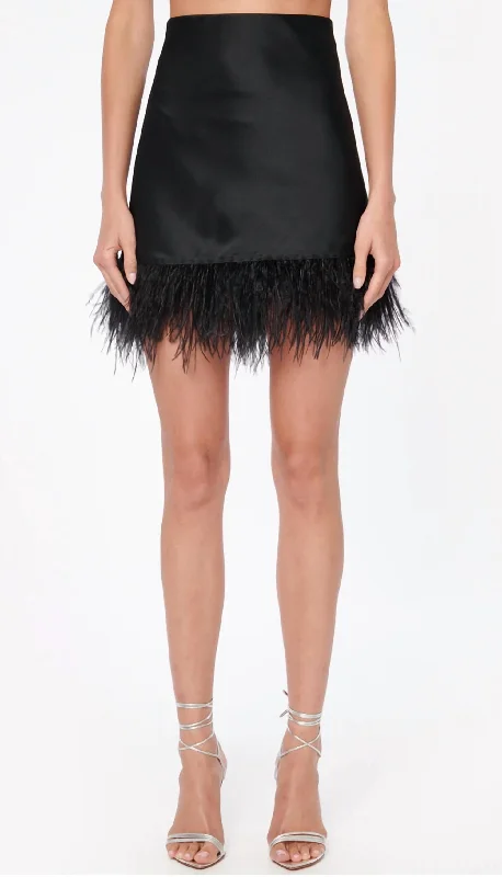 Women's Cool SkirtsAviva Feather Mini Skirt In Black