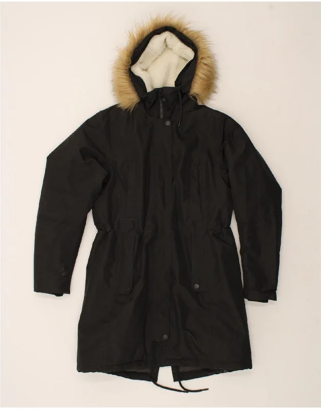 Women's Hooded CoatsHELLY HANSEN Womens Hooded Parka Jacket UK 14 Medium Black Polyester