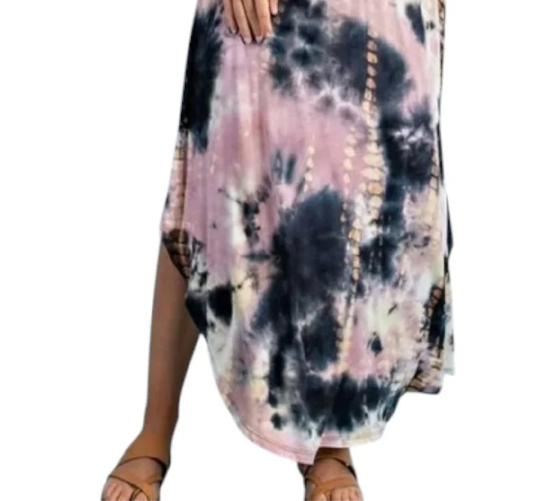 Women's Asymmetrical SkirtsTie Dye Smocked Waistband Maxi Skirt In Multi Color